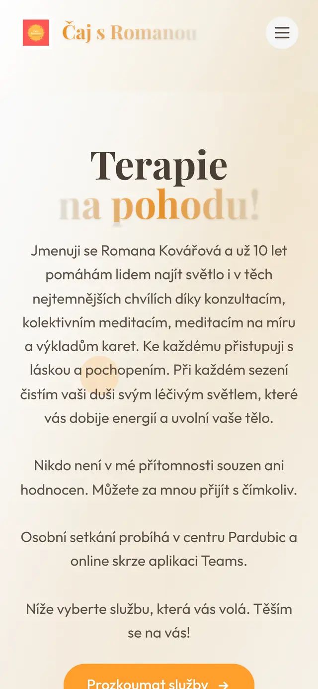 Web Čaj s Romanou na telefonu