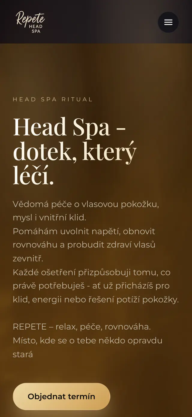 Web studia Repete Head Spa na telefonu