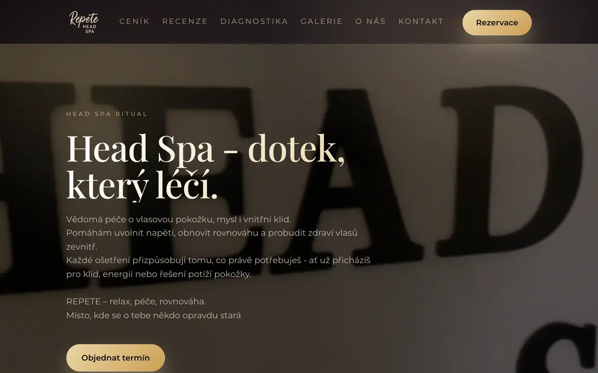 Web studia Repete Head Spa v Novém Městě nad Metují